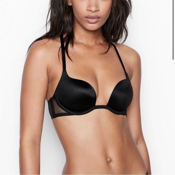 Victoria's Secret Very Sexy Lightly-Lined Lace Back Black Bra Size 38 DD - Picture 9 of 10